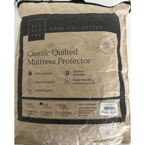 Ella Jayne Classic Quilted Mattress Protector Full Size Diamond Quilted NWT - Picture 5 of 5